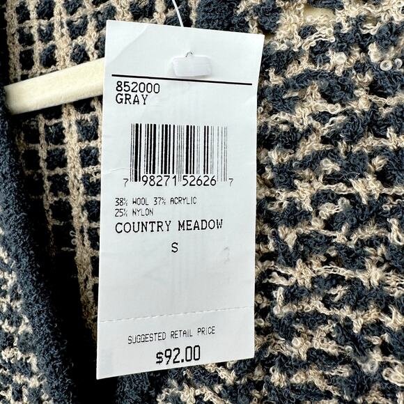 Baldanza Country Meadow Gray Sleeveless Pocket Button Closure Pattern Vest Small - Picture 4 of 7